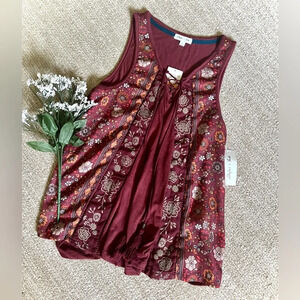 Skylar + Jade NWT Floral Criss Cross Lace-Up Tank Top - Small